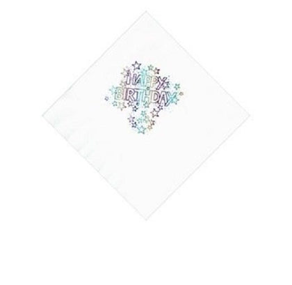 Pack of 15 Luxury Happy Birthday Foil Finished Large Napkins (3 Ply)