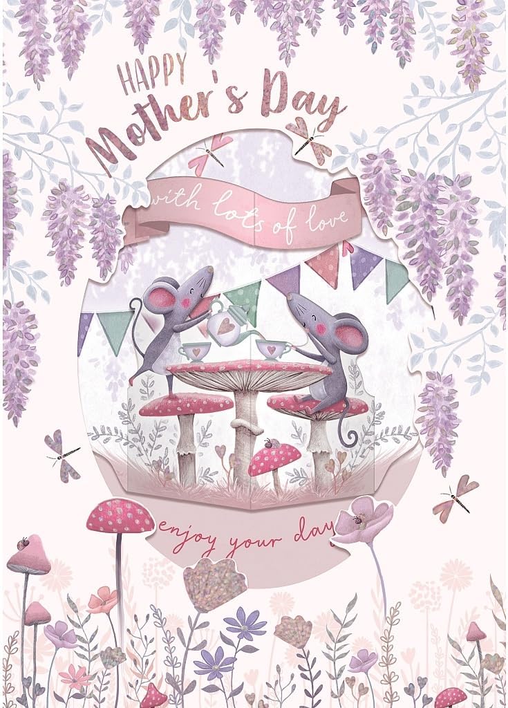 Whimsical Mice and Floral Design Mother's Day Card