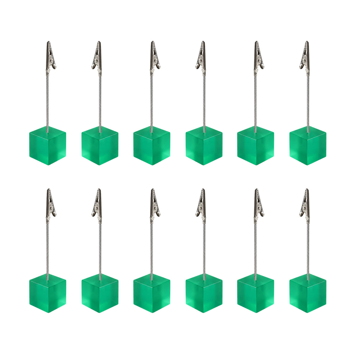 Pack of 12 Photo Holder Clips with Square Cyan Blue Coloured Resin Base