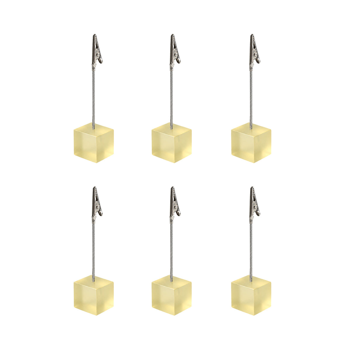 Pack of 6 Photo Holder Clips with Square Translucent Coloured Resin Base