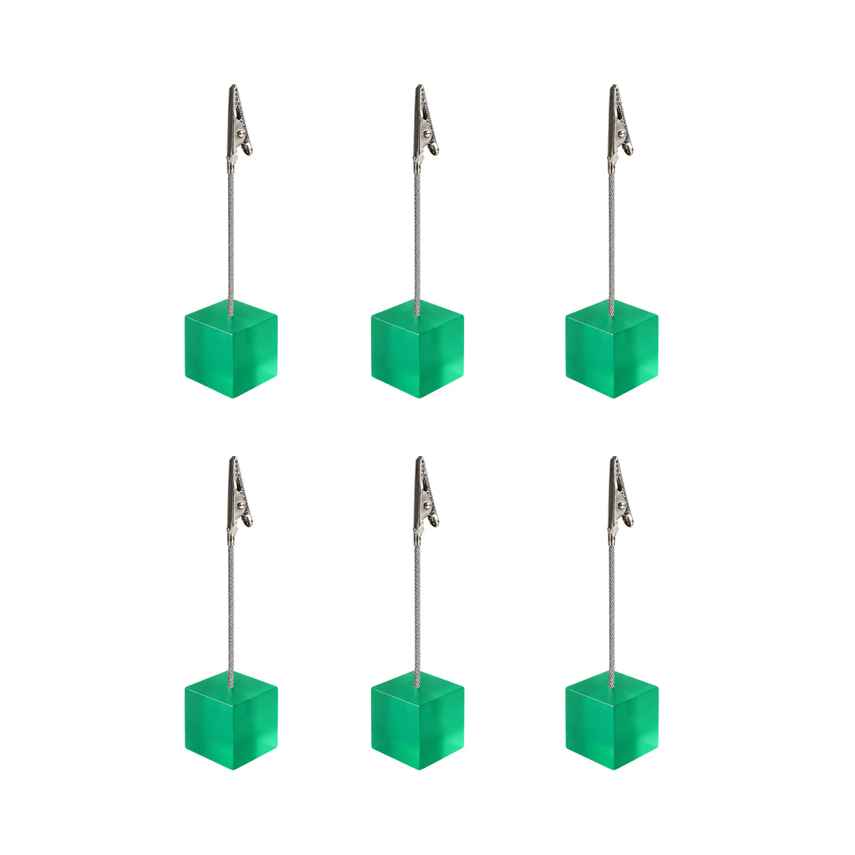 Pack of 6 Photo Holder Clips with Square Cyan Blue Coloured Resin Base