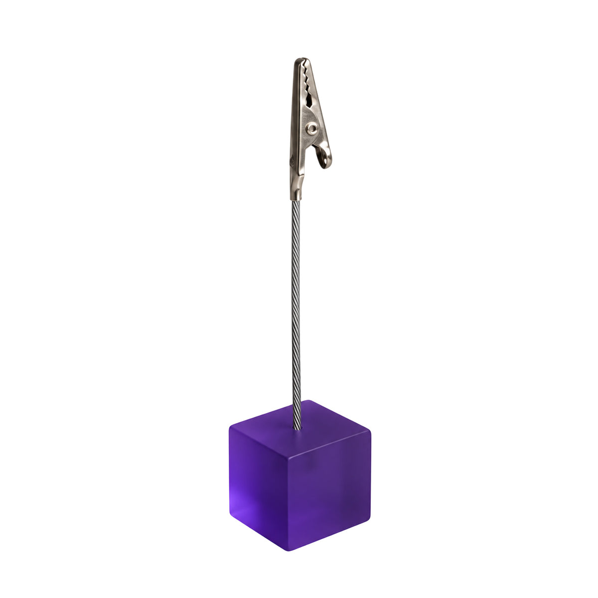 Photo Holder Clip with Square Purple Coloured Resin Base