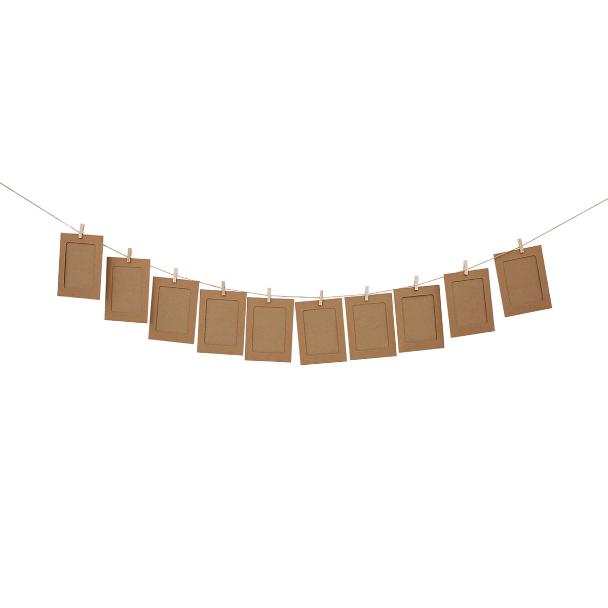 Kraft Photo Frame Banner Set with Wooden Pegs and Hemp Twine
