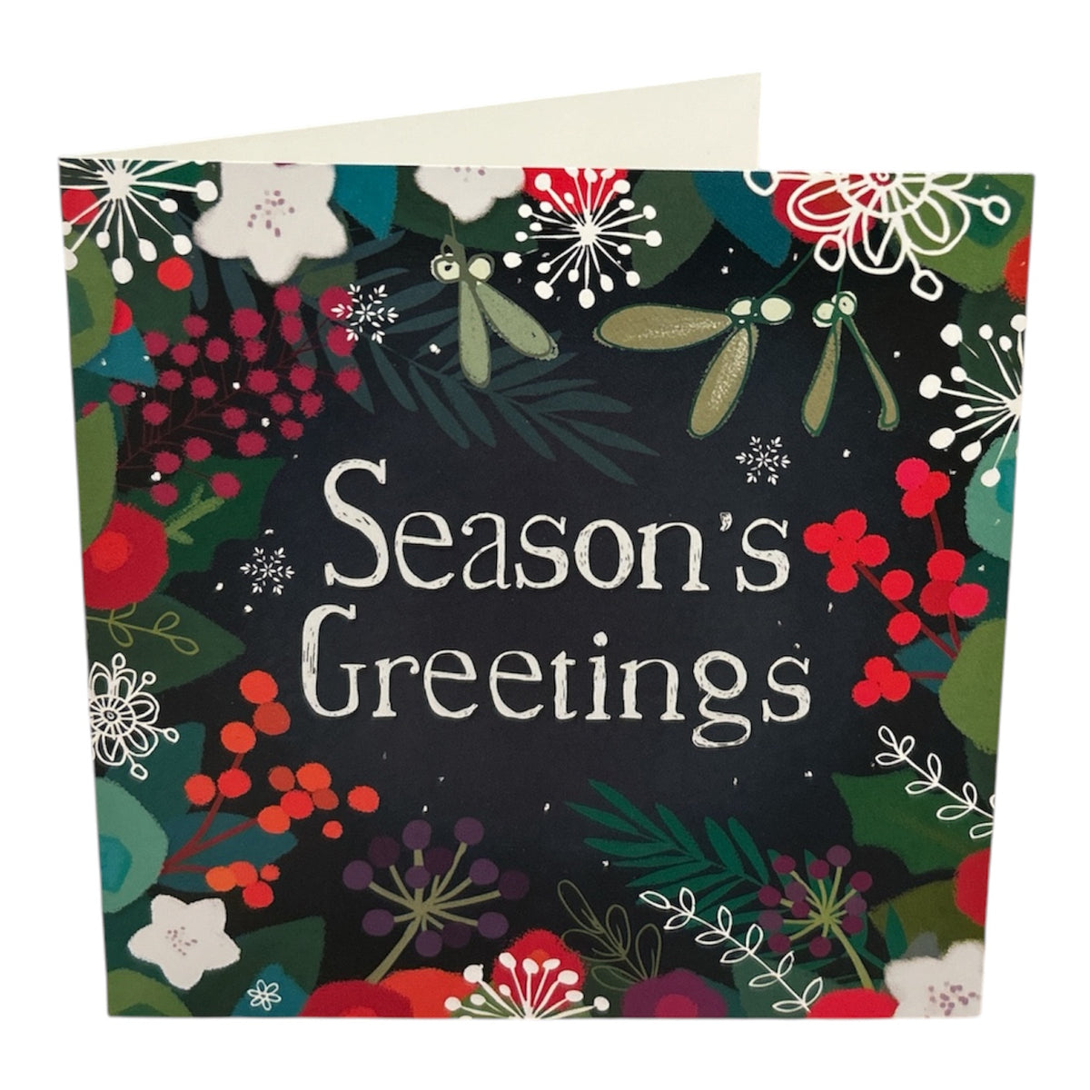 Flowers Design Season's Greetings Pack of 8 Christmas Cards 