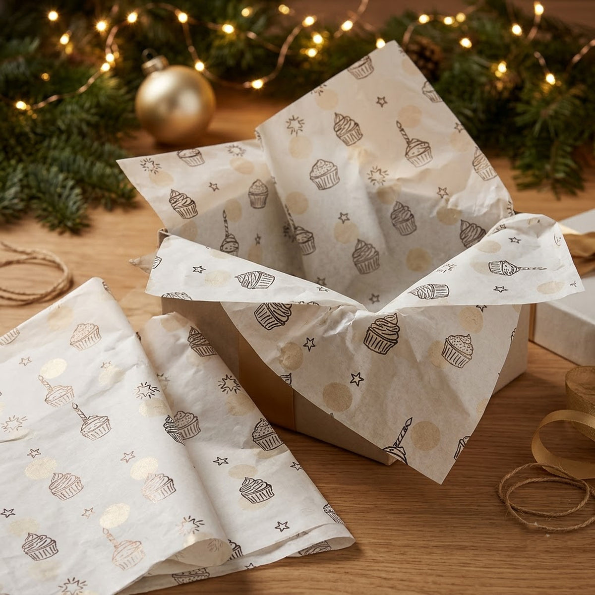 Pack of 5 Sweet Celebration Design 50 x 70 cm Luxury Silver Foil Tissue Sheets - Birthday, Cake, Celebration