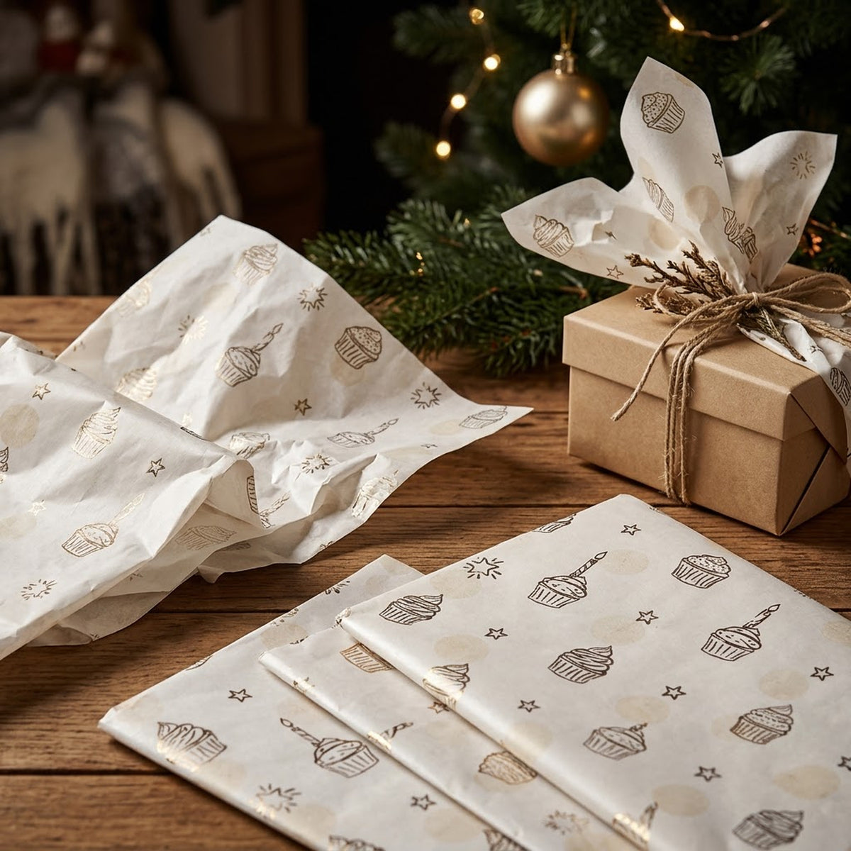 Pack of 5 Sweet Celebration Design 50 x 70 cm Luxury Silver Foil Tissue Sheets - Birthday, Cake, Celebration
