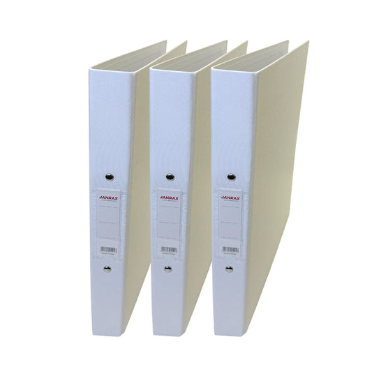 Pack of 3 A4 White Paper Over Board Ring Binders by Janrax