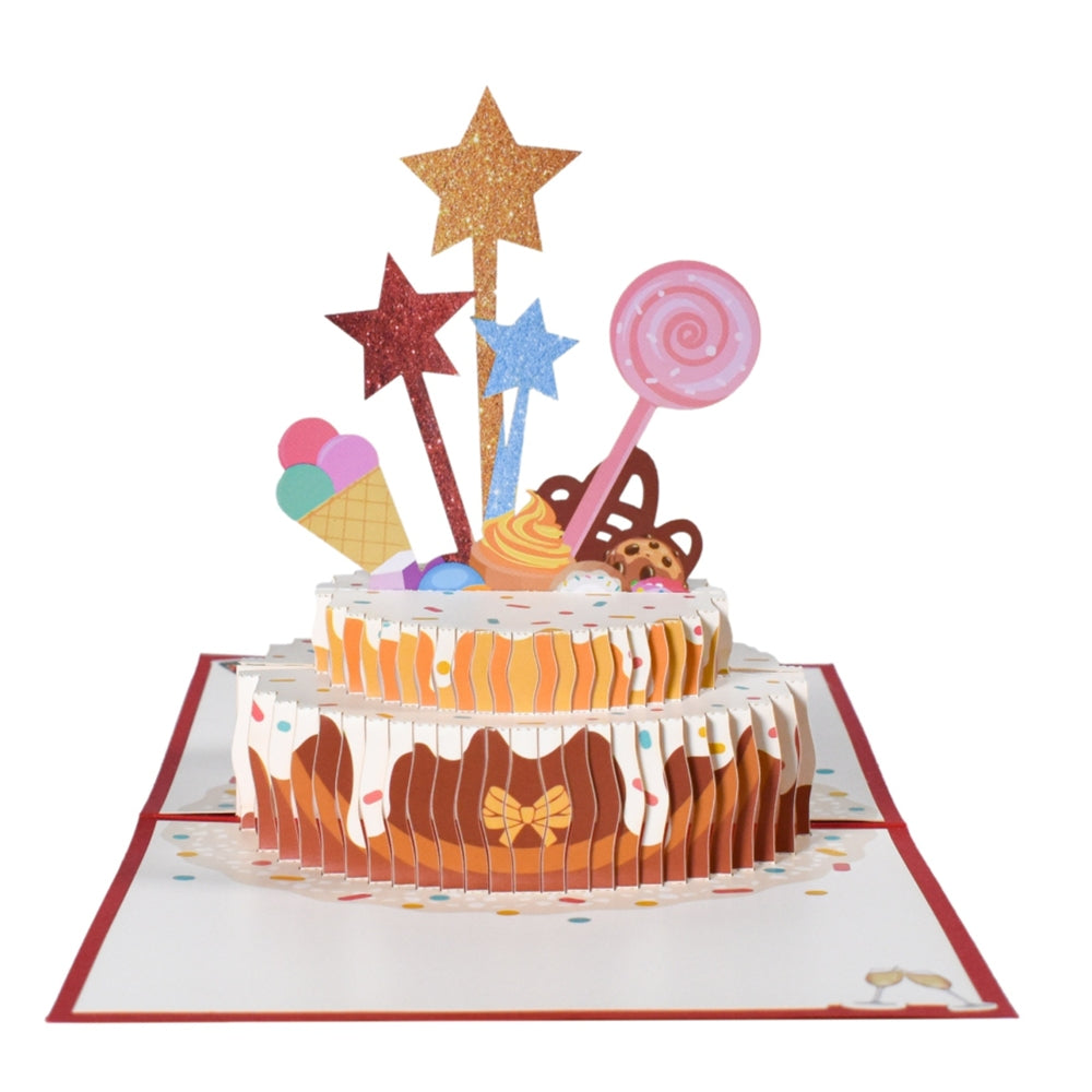 Red Cake and Sprinkles Design 3D Pop Up Birthday Card