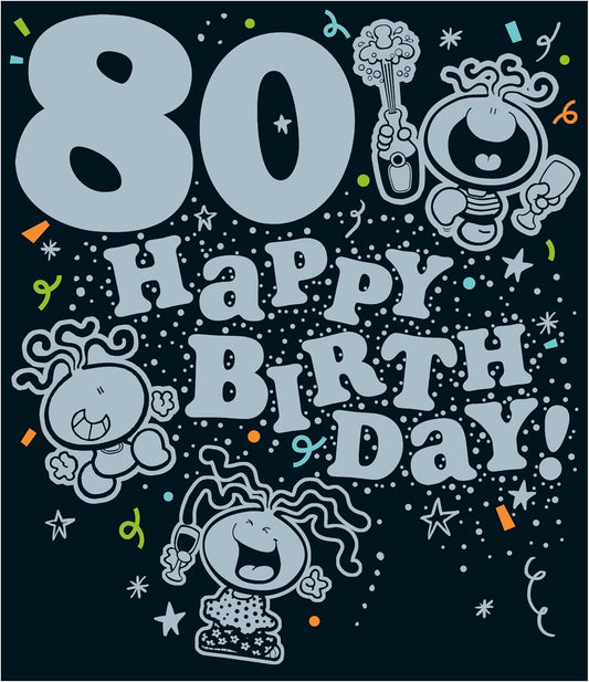 Characters and Lettering 80th Birthday Card