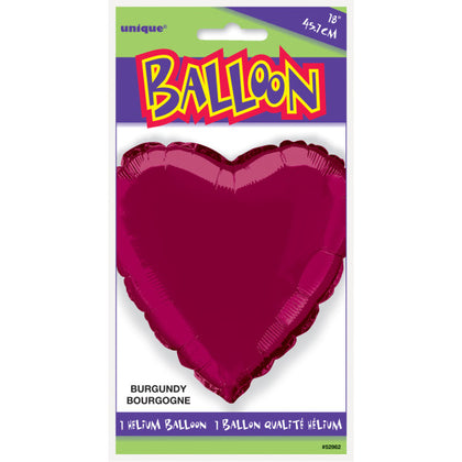 Burgundy Solid Heart Foil Balloon 18
