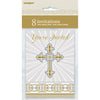 Pack of 8 Gold & Silver Radiant Cross Invitations
