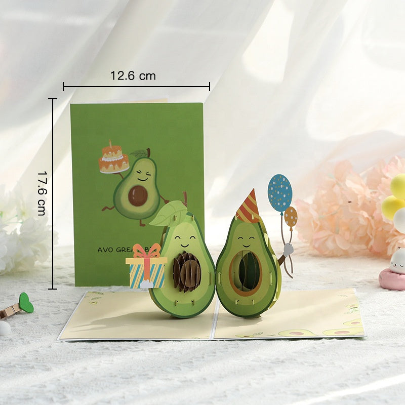 Cute Avocados 3D Pop Up Birthday Card