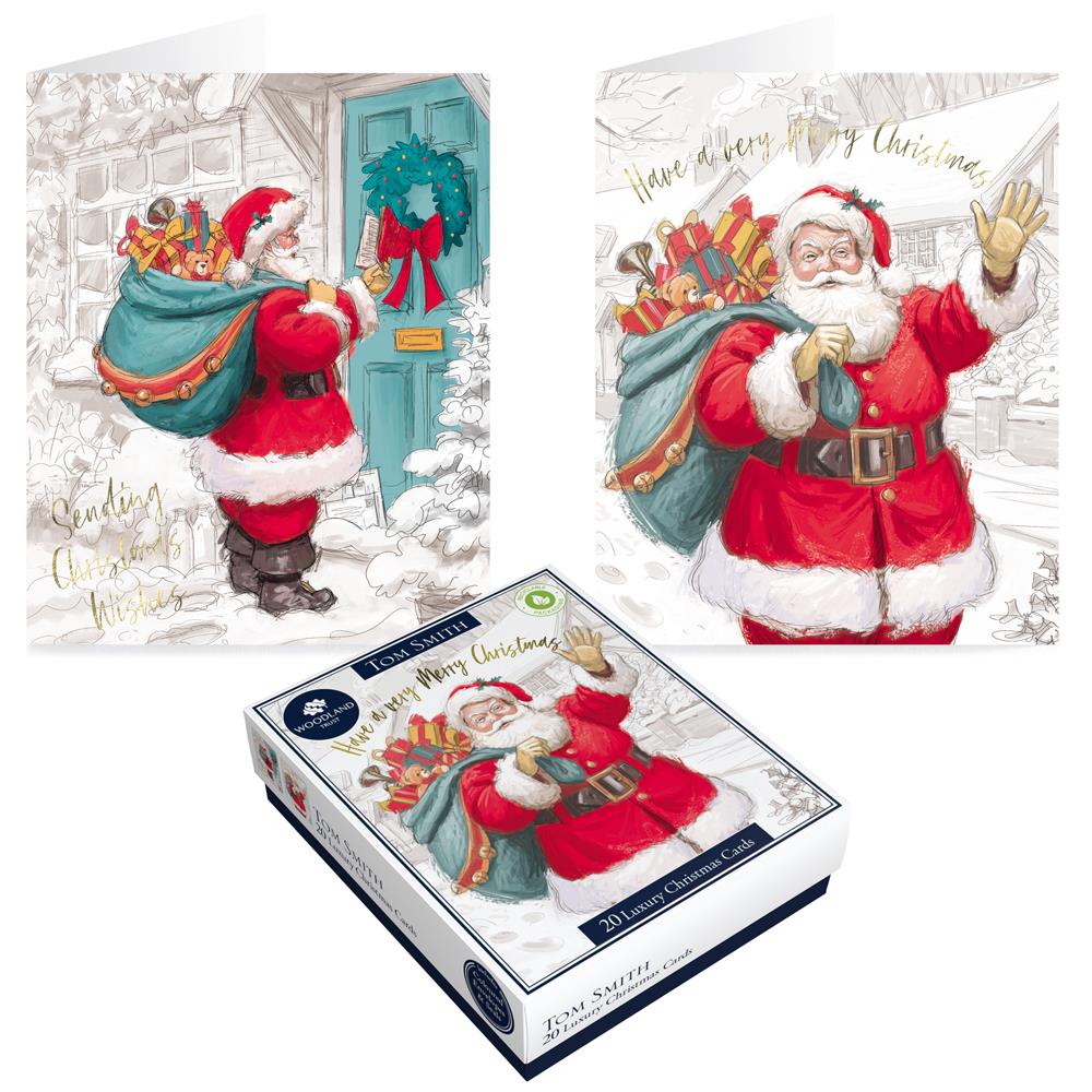 Box of 20 Luxury Santa Design Christmas Cards