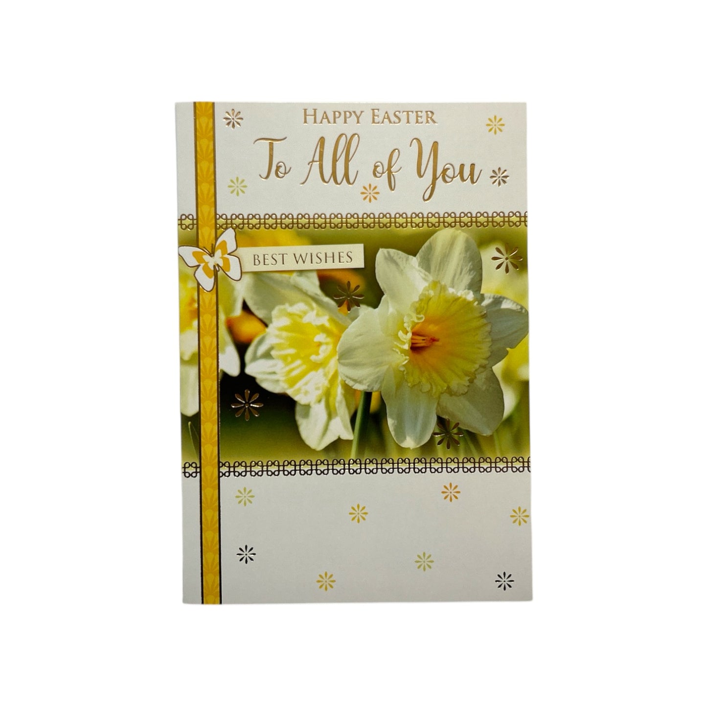 To All Of You White Daffodil Flowers Design Easter Card