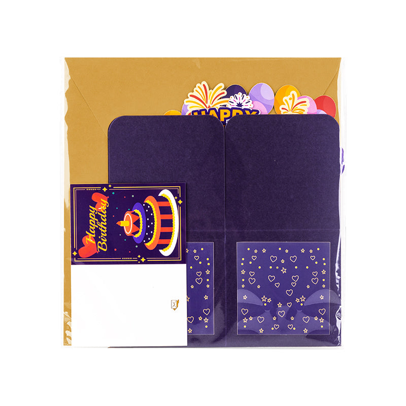 Fireworks Vivid Purple 3D Pop Up Birthday Box Card