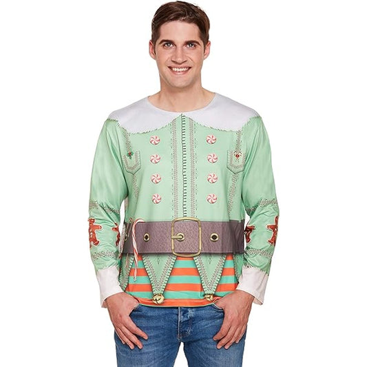 Christmas Elf Top (One Size) Adult's Fancy Dress Costume