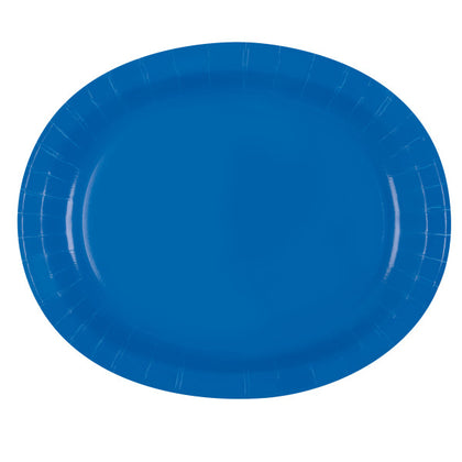 Pack of 8 Royal Blue Solid Oval Plates