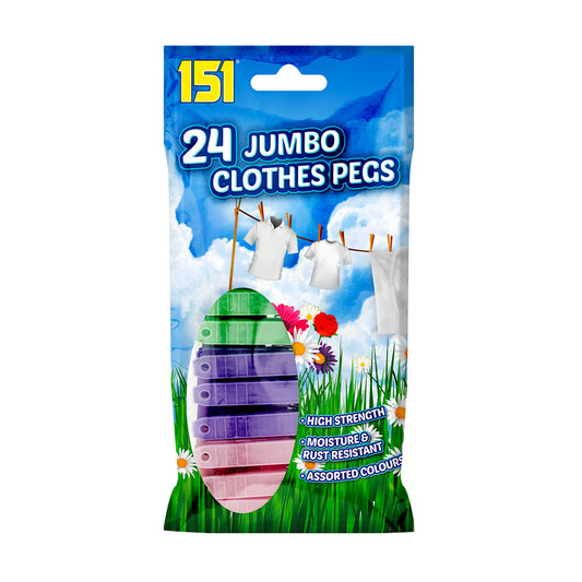 Plastic Jumbo Clothes Pegs (24 Pack)