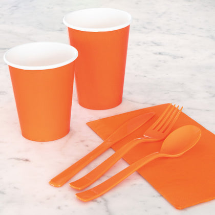 Pack of 14 Pumpkin Orange Solid 9oz Paper Cups