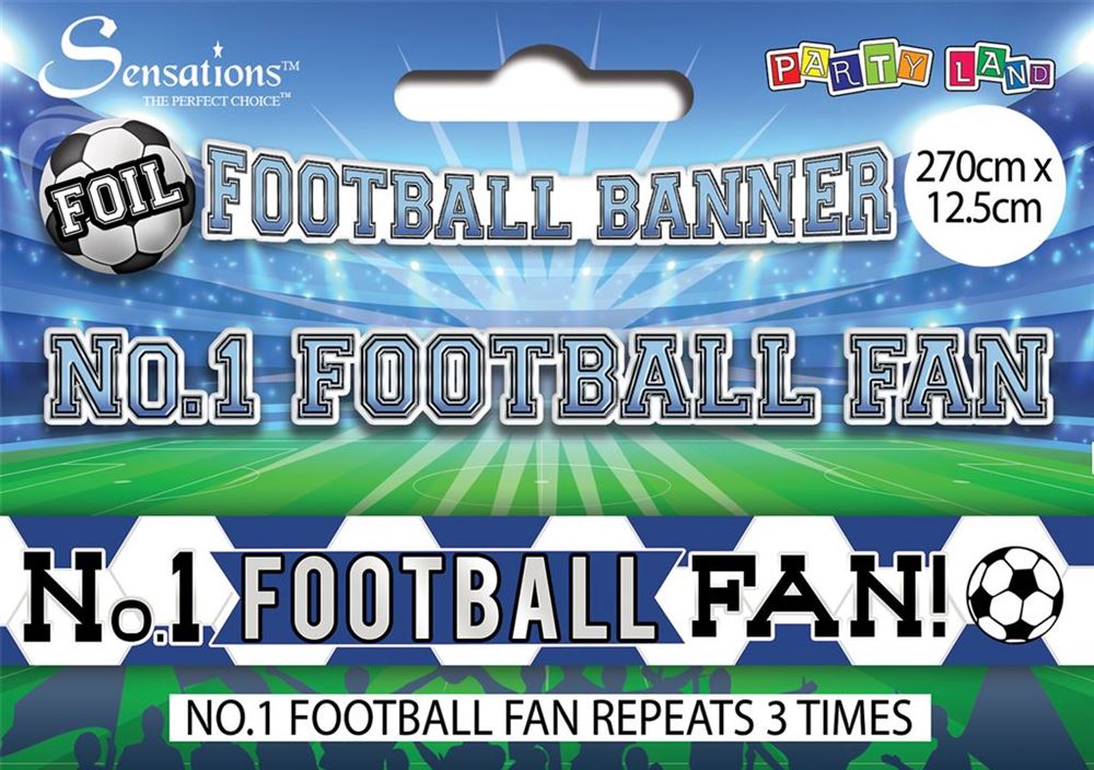 "No 1 FOOTBALL FAN!" Blue and White Football Banners