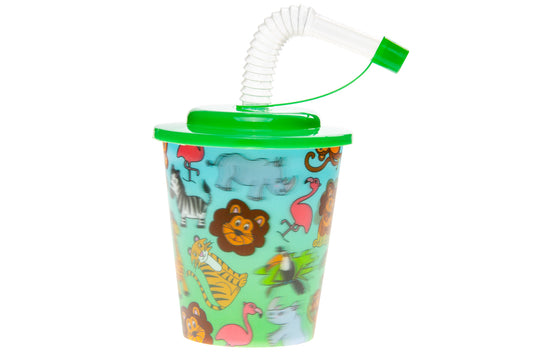 Wild Animals 3D Cup With Straw and Lid