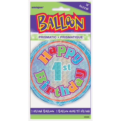 Age 1 Birthday Prism Round Foil Balloon 18