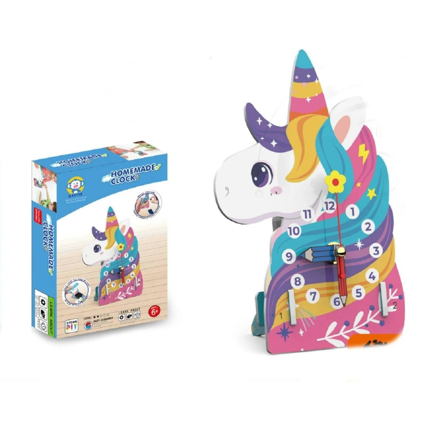 DIY Unicorn Clock Craft & Learning Educational Stem Toy with Instructi ...
