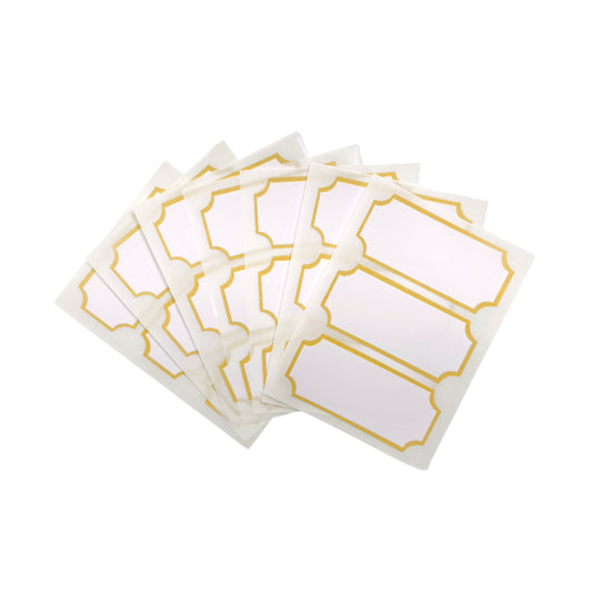 Pack of 21 Gold Border Printed 34x75mm Self-Adhesive Labels