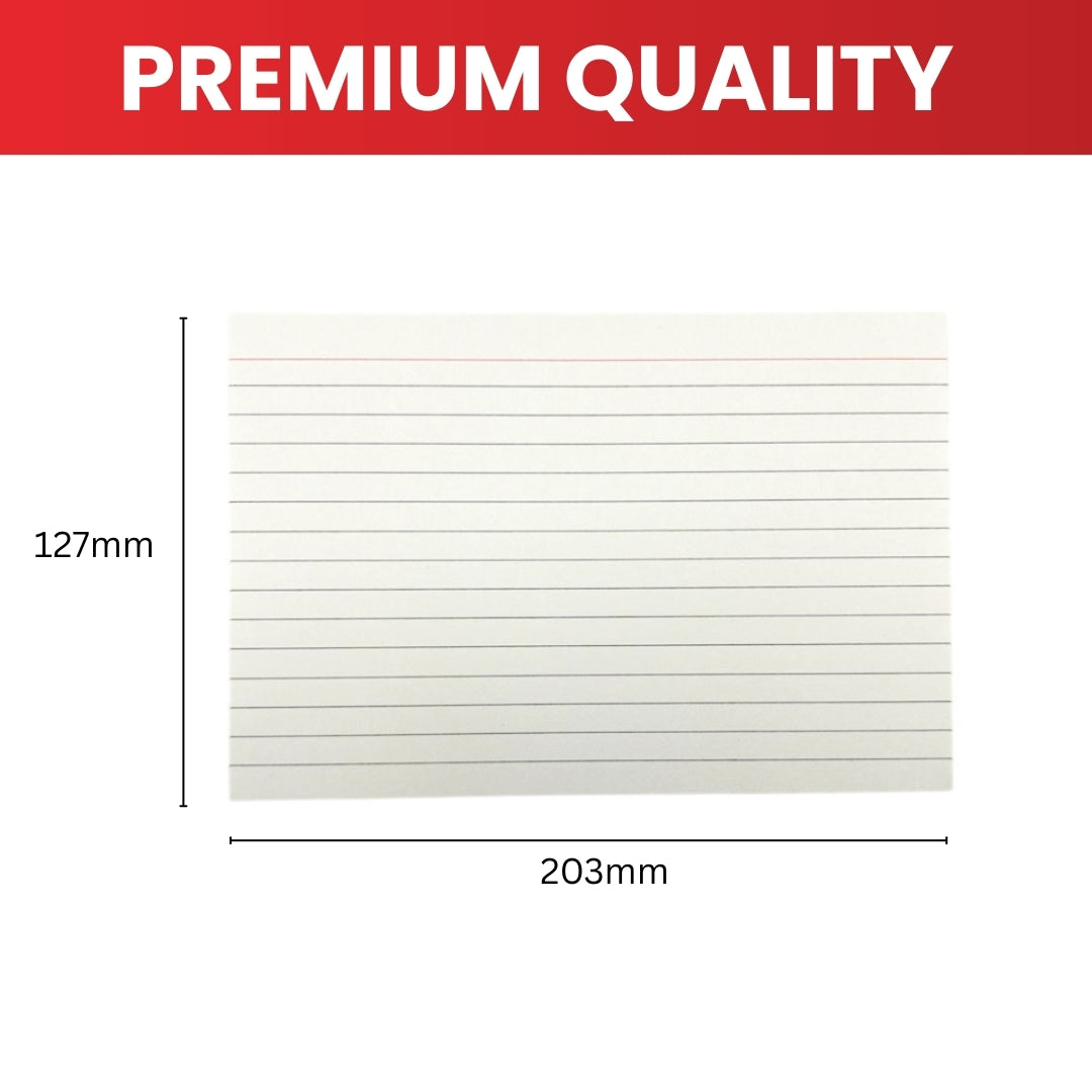 Pack of 1200 Assorted Colour Ruled 8x5" Record Cards – Lined Study Index Cards for Notes, Revision