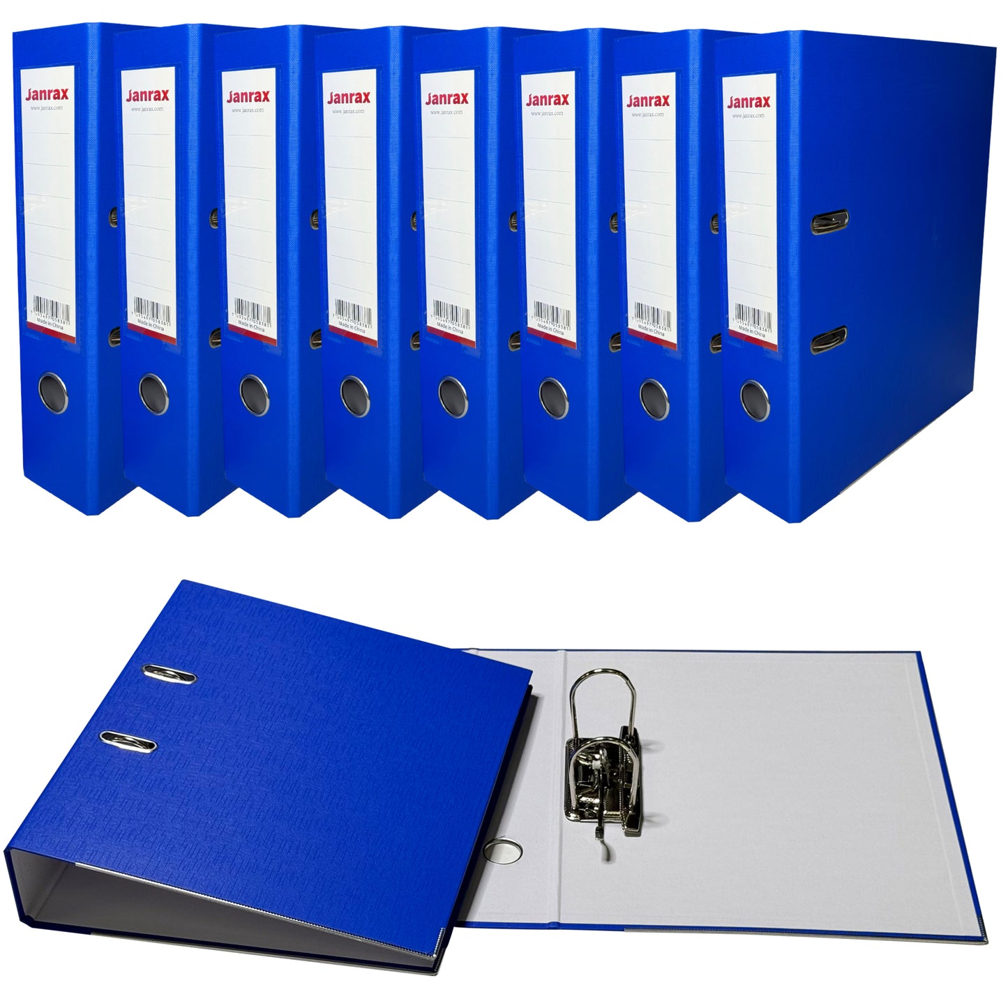 Pack of 50 A4 Blue Paperbacked Lever Arch Files by Janrax