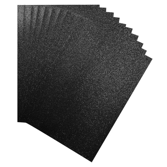 Pack of 10 A4 Black Coloured Glitter Card 230gsm Sheets