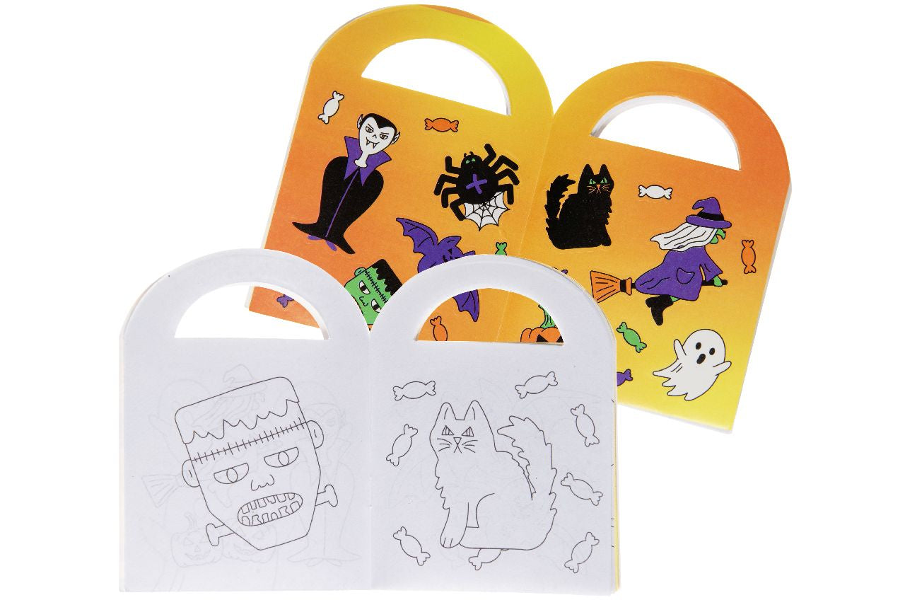 Pack of 48 Halloween Coloring Mini Books with Stickers