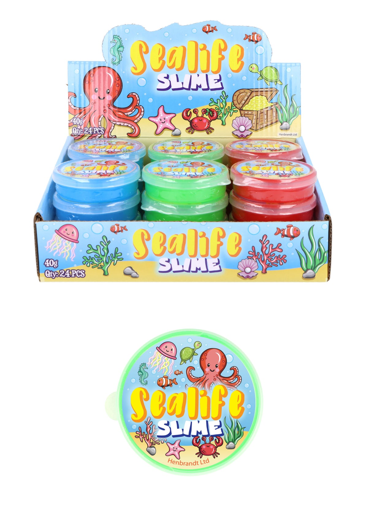 Pack of 12 Sealife Slime Tubs - Pocket Money Toys Party Bag Filler