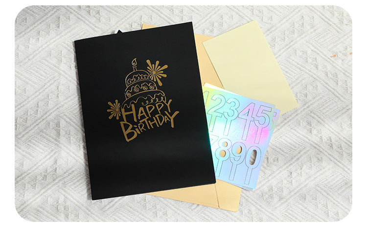 Personalised Black & Gold Cake 3D Pop Up Birthday Card