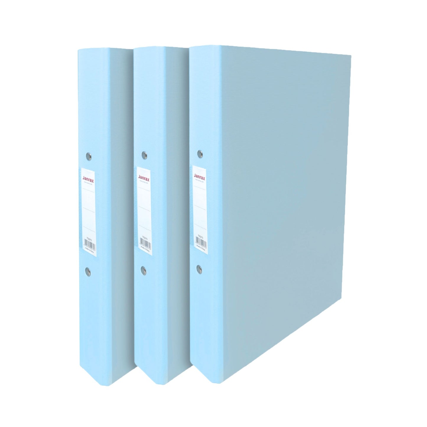 Pack of 3 A4 Pastel Blue Paper Over Board Ring Binders by Janrax