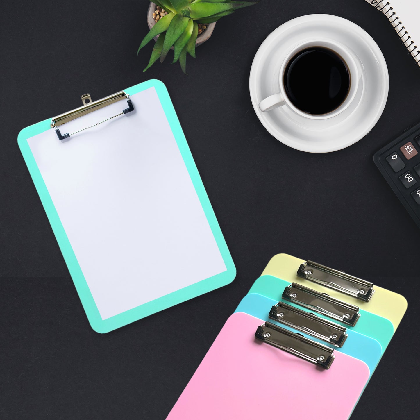 A4 Pastel Pink Plastic Clipboard with Metal Clip and Round Corner