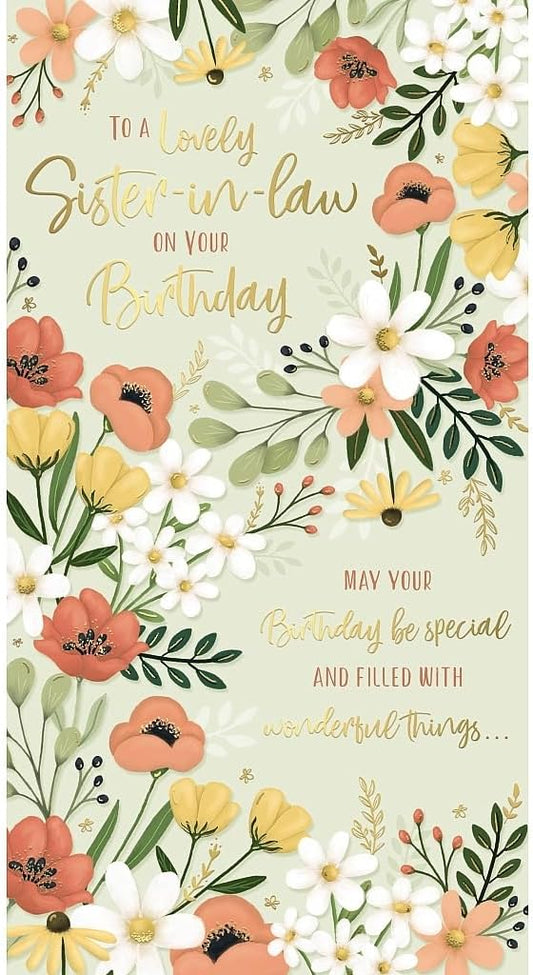 Floral Design Sister in Law Birthday Card