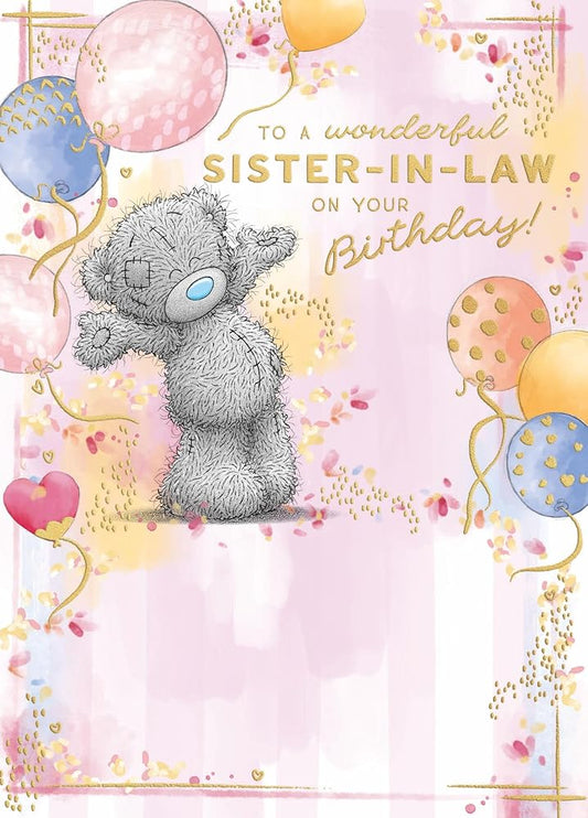 Bear With Balloons Sister In Law Birthday Card