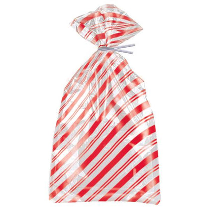 Pack of 20 Red Stripes Snowman Cellophane Bags, 5