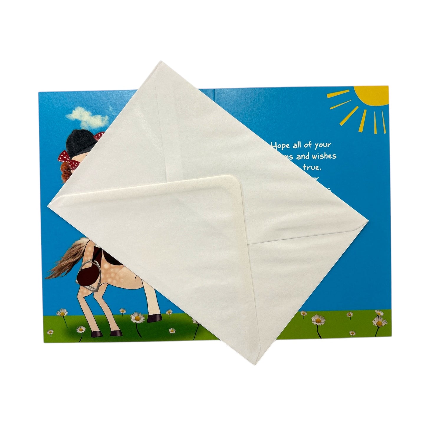 Age 7 Juvenile Girl Riding a Horse Birthday Card