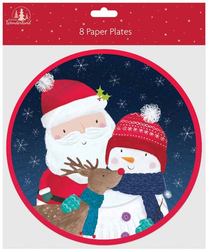 Pack of 8 Christmas Santa Design Paper Plates
