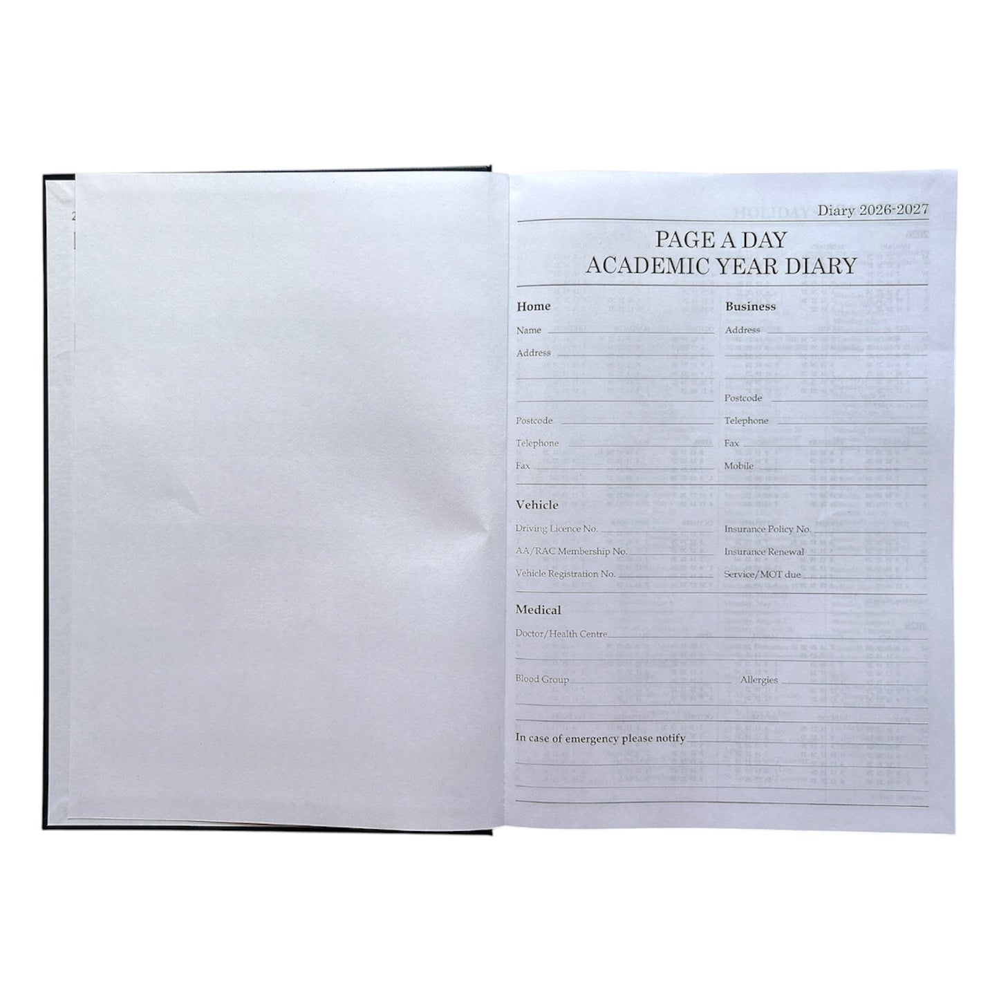 Janrax 2026-2027 A4 Day Per Page Blue Academic Diary