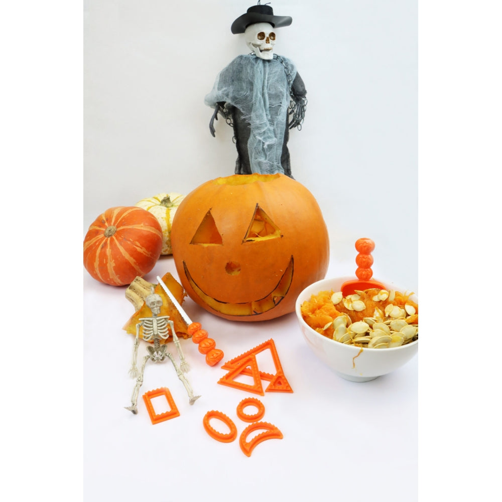 Halloween 9 Piece Pumpkin Carving Tool Set - Stencils Cutter Scooper
