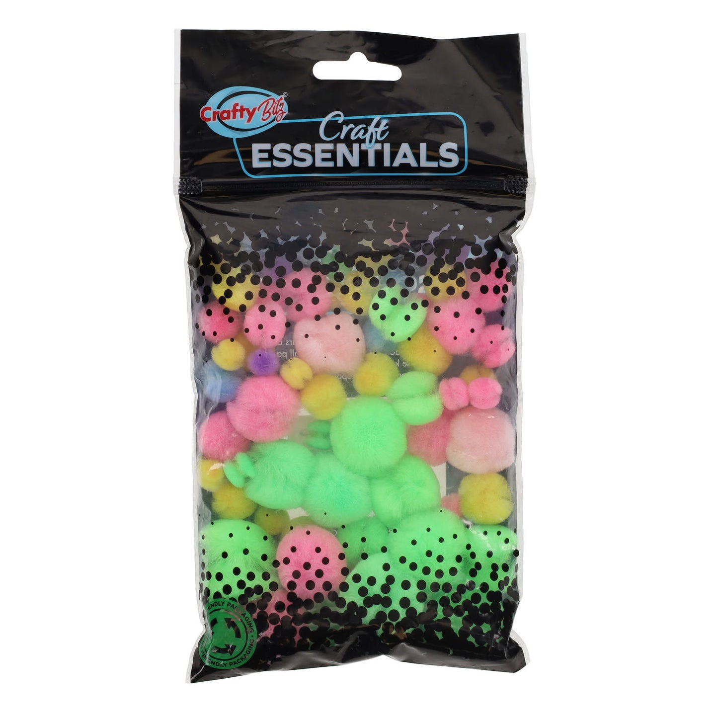 Pack of 70 Assorted Pastel Coloured Pom Poms by Crafty Bitz