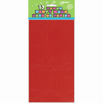 Pack of 12 Ruby Red Paper Party Bags