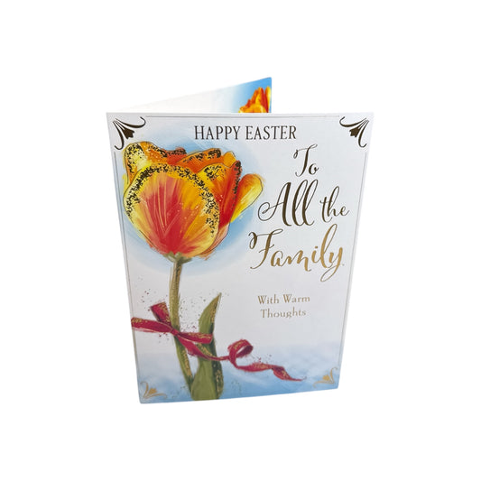 To All The Family Beautiful Orange Tulip Flower Design Easter Card