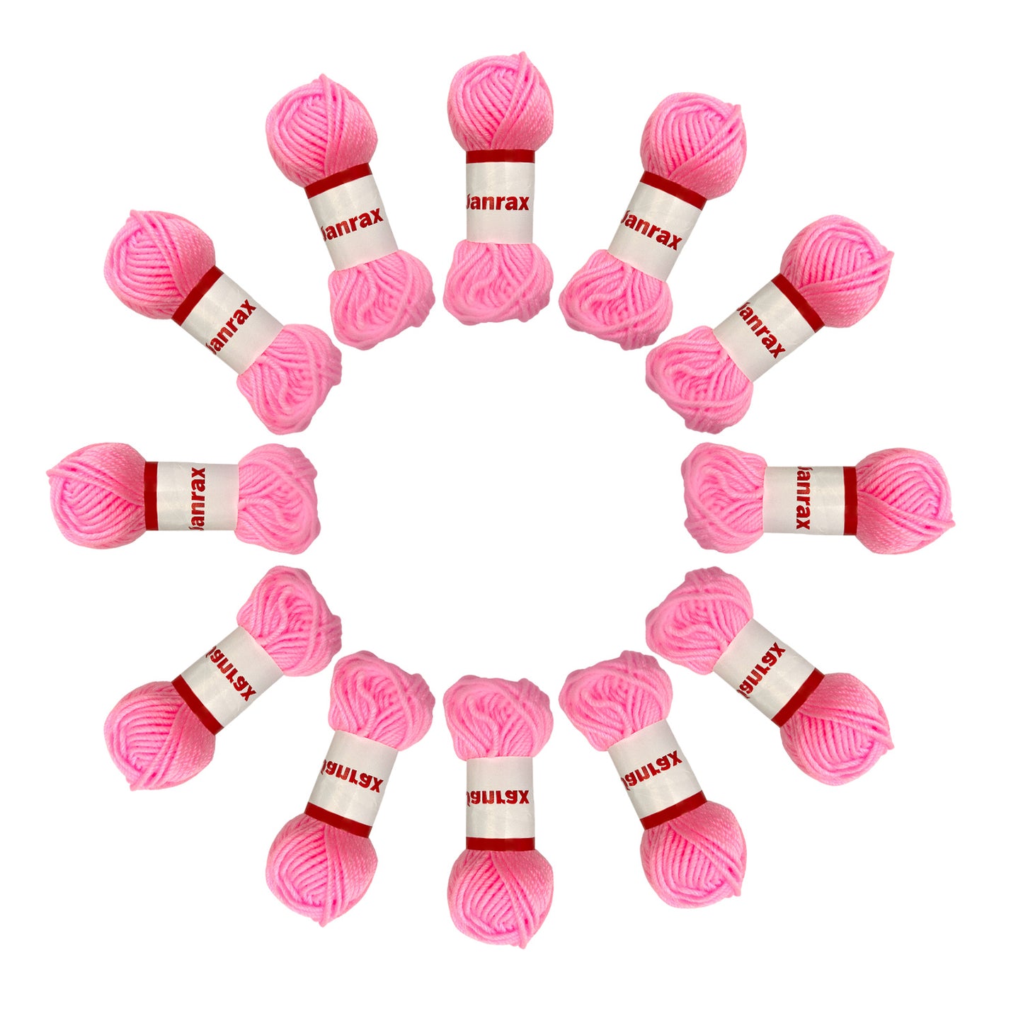 Pack of 5 Pink Acrylic Yarn Rolls – 10g each, 4 Strand 8 Ply Knitting Wool