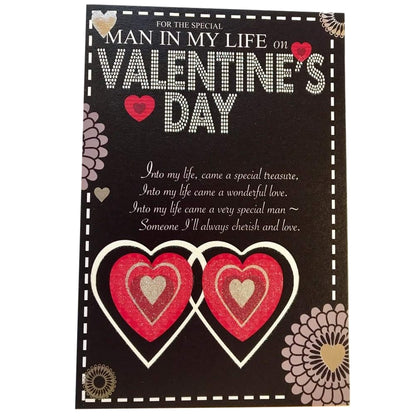 Man In My Life Sentimental Verse Love Double Heart Valentine's Day Card