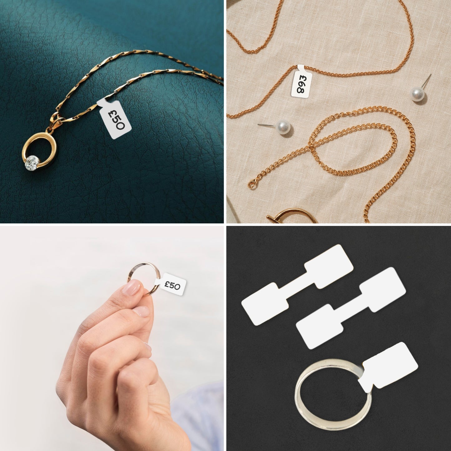 Pack of 90 White Jewellery Labels 10x38mm