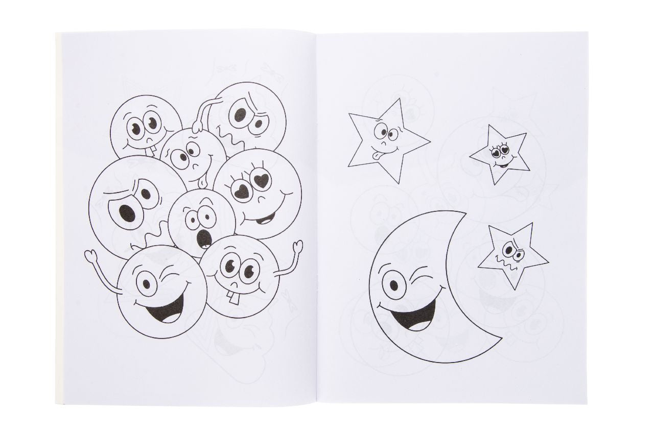Pack of 12 A4 Emotion Faces Coloring Books with Stickers